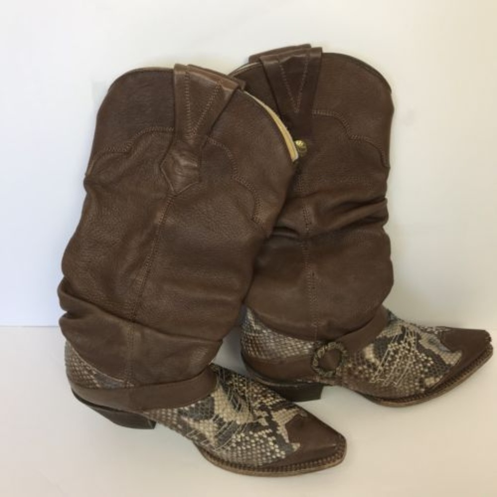 Corral Vintage Python Brown Cowgirl Boots Size 8 M - Picture 1 of 6